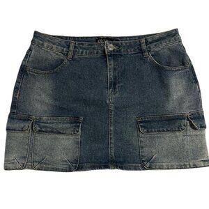Y2K Inspired Denim Cargo Mini Skirt | Size L